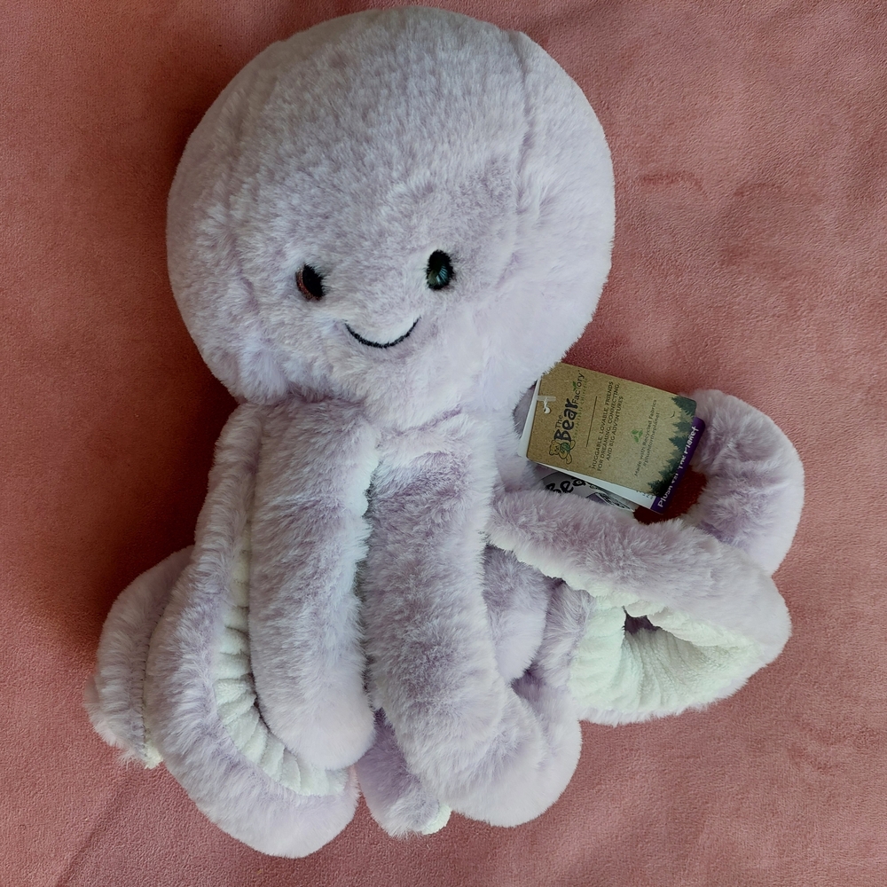 2001 Bear Factory Lilac Purple Octopus Plush Stuffed Animal 14”